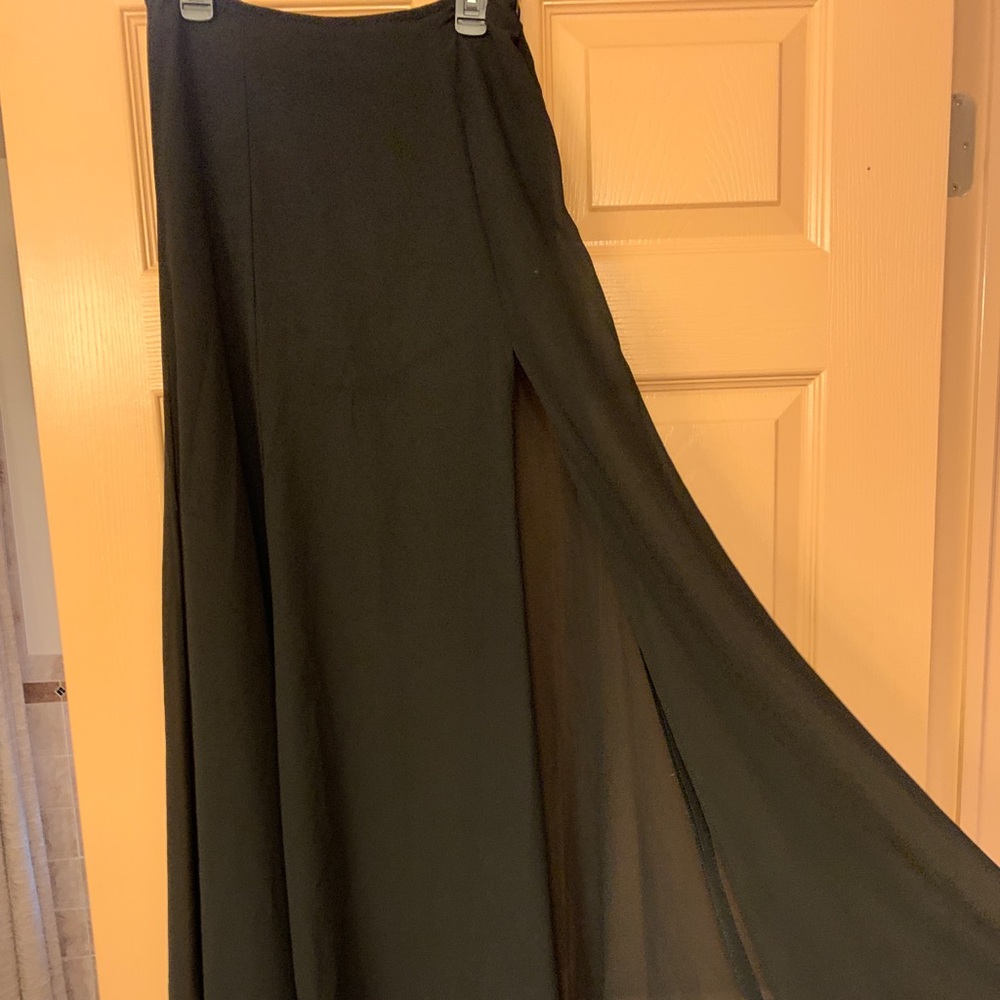 Long sheer skirt with black lining underneath